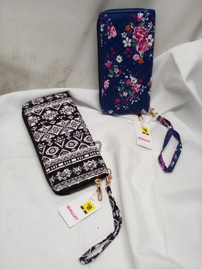 Pair of Assorted Print Wrislet Size Wallets