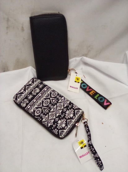 Pair of Assorted Print Wrislet Size Wallets