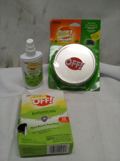 3Pc OFF! Insect Rep. Lot- (1) 3 Coil Pack, (1) Bot. Spray, (1) 10 Pack of Towellets