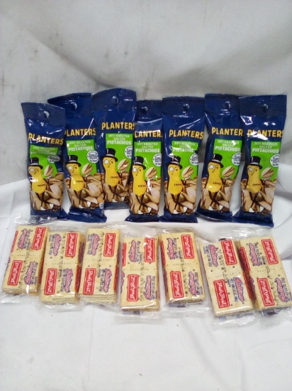 Qty 7 Dry Roasted Salted Pistachios/ Qty 7 Bud’s Best Saltines