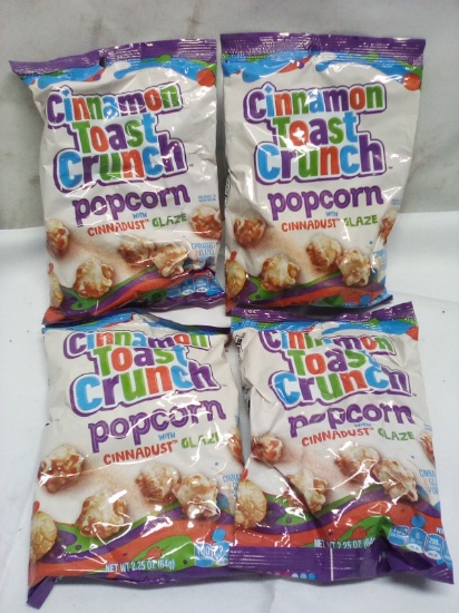 4 Cinnamon Toast Crunch Popcorn Snacks 2.25oz Bags