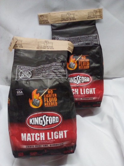 2 Kingsford 4Lbs Bags of Match Light Instant Charcoal Briquets