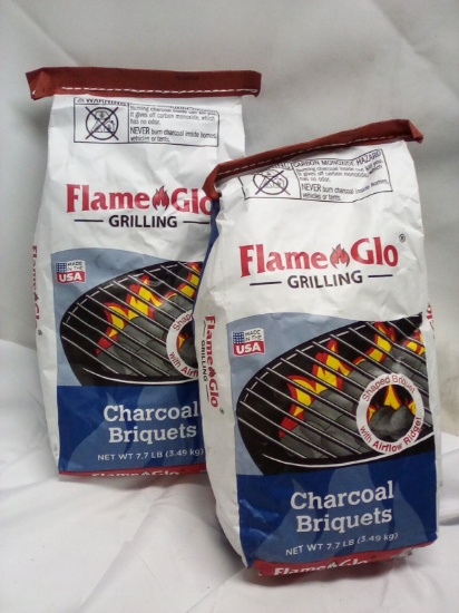 2 FlameGlo Grilling 7.7Lbs Bags of Charcoal Briquets