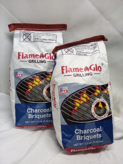 2 FlameGlo Grilling 7.7Lbs Bags of Charcoal Briquets