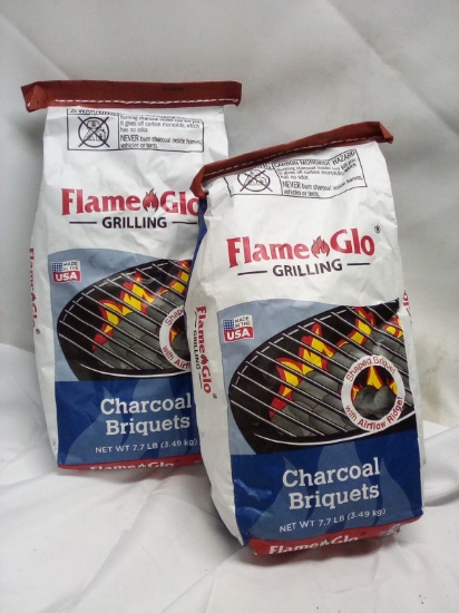 2 FlameGlo Grilling 7.7Lbs Bags of Charcoal Briquets