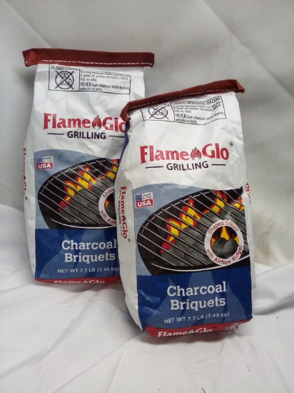 2 FlameGlo Grilling 7.7Lbs Bags of Charcoal Briquets