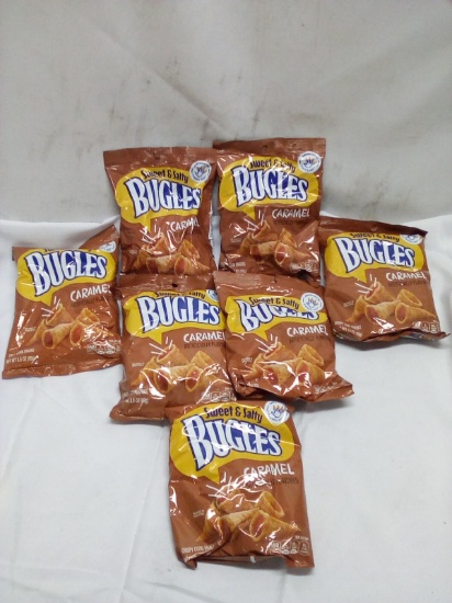 Lot of 7 Bugles 3.5oz Snack Bags- Sweet&Salty Caramel