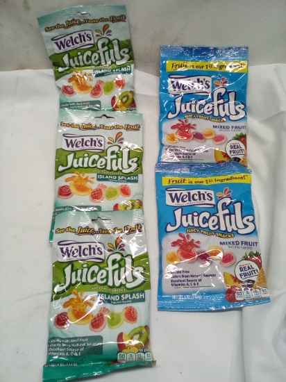 5Pc Assorted Welchs Juicefuls Fruit Snacks- (3) Island Splash, (2) Mixed Fruit