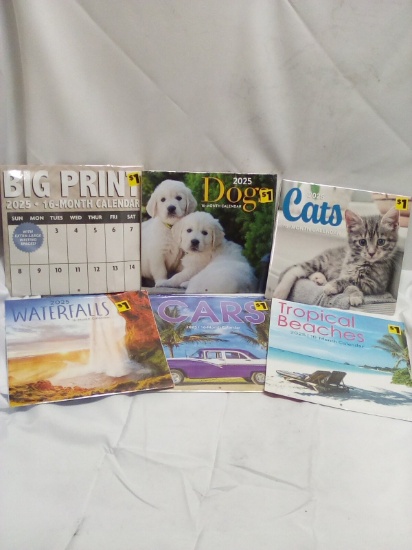 Lot of 6 Assorted 2025 Calendars