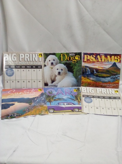 Lot of 6 Assorted 2025 Calendars