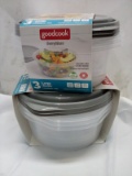 Qty 2 Large Bowls with Lids 6.2 cups Leak Resistant plastic storage container 3pk