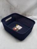 10”x7.7”x4.1” Small Dark Blue Crochet Basket