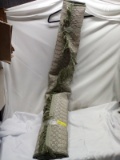 Decorative Large Green and Tan Fringe End Rug