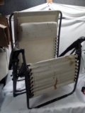 Off-White Outdoor Lounge Chair w/ Cup Holder Table Tray