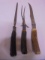 3pc Vintage Stag Handled Carving Set w/ Sterling Silver Bands