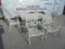 Cast Aluminum Patio Table w/ 4 Chairs & Umbrella Stand
