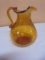 Beautiful Amber Controlled Bubble Art Glass Pitcher