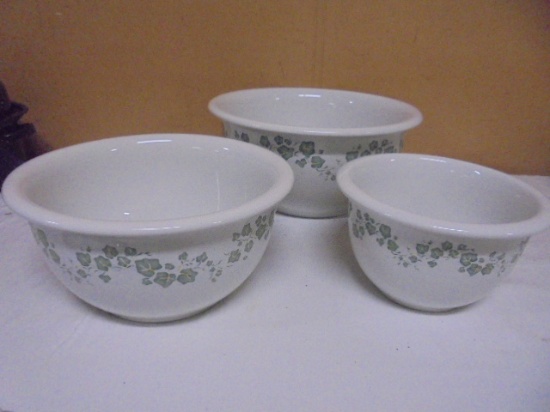 3pc Set of Corelle Coordinates Stoneware Nesting Mixing Bowls