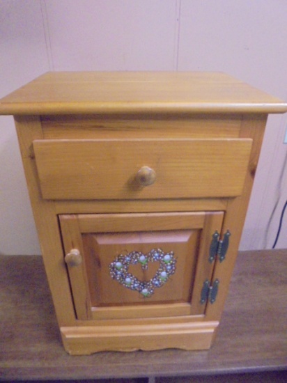 Solid Wood Side Stand w/ Drawer & Door