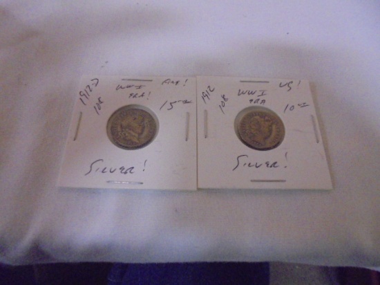 1912 D Mint & 1912 Silver Barber Dimes