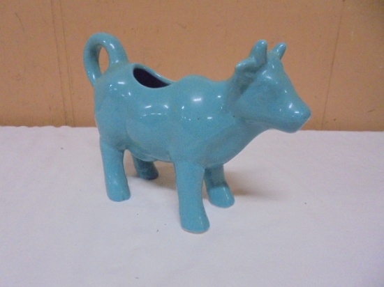 Blue Stoneware Cow Creamer