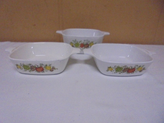 (2) 1 3/4 Cup & (1) 2 3/4 Cup Vintage Corningware Spice of Life Baking Dishes