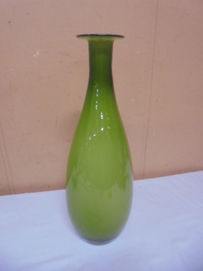 Beautiful Large Green Art Glass Vase