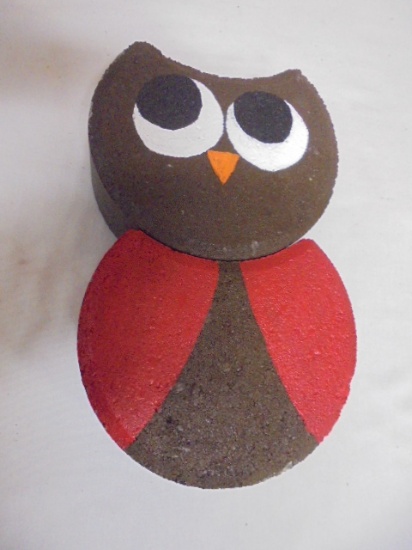 Handpainted Concrete Paver Owl Garden Décor