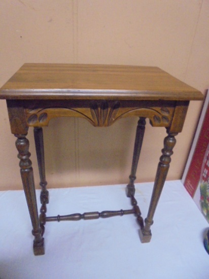 Antique Ornate Spoon Carved Side Table