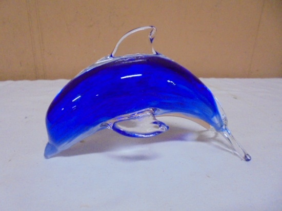 Beautiful Blue Art Glass Dolphin