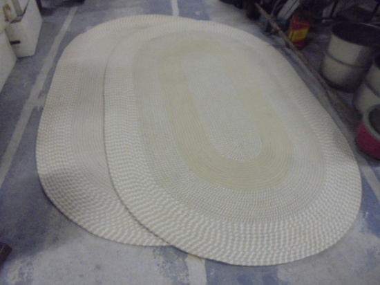 2 Matching Large Tan Oval Braided Rugs
