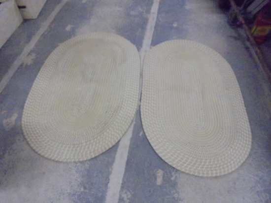 2 Matching Large Tan Oval Braided Rugs