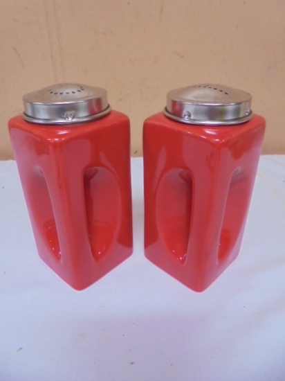 Large Red Ceramic Salt & Pepper Shaker Set