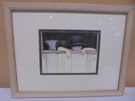 Beautiful Framed & Matted Amish Boy Print