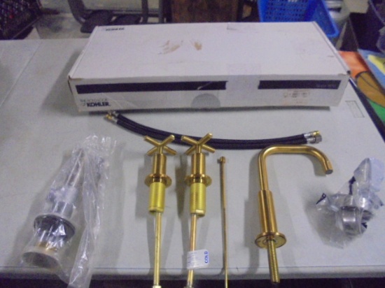 Brand New Kohler Brushed Gold Lavatory Faucet Set