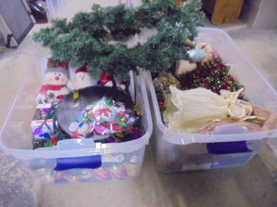 2 Large Totes Full of Assorted Christmas Décor