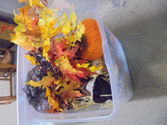 Large Tote Full of Assorted Fall Décor