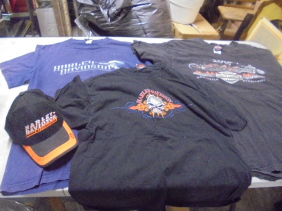 Group of 3 Harley-Davidson T-Shirts & Hat