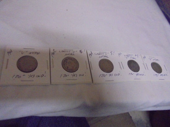 Group of 5 Liberty "V" Nickels