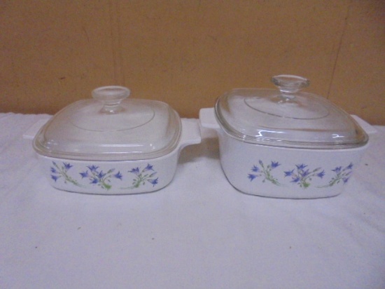 Vintage Corningware "Blue Dusk" Pattern 1L & 1.5L Casserole Dishes