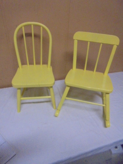 Small Painted Wooden Chair & Rocker