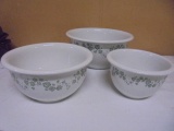 3pc Set of Corelle Coordinates Stoneware Nesting Mixing Bowls