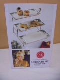 Martha Stewart Festive Bow 3 Tier Plate Set w/ Gold Rack