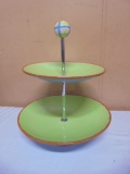 2 Tier Ceramic & Chrome Serving Piece