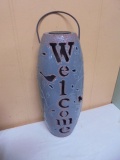 Solar Powered Lighted Pottery Welcome Piece