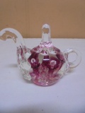 Beautiful Joe Rice Art Glass Tea Pot Paperweight