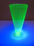 Vintage Green Depression Uranium Glass Footed Glass