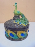 Beautiful Peacock Round Powered Box
