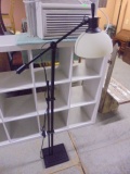 Like New Metal Glass Shade Adjustable Floor Lamp
