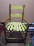 Vintage Solid Wood Painted Child's Rocker